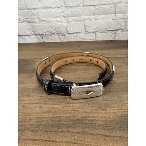 Brighton Black Leather Western Concho Belt Womens Size 32 Silver Buckle Boho Y2K